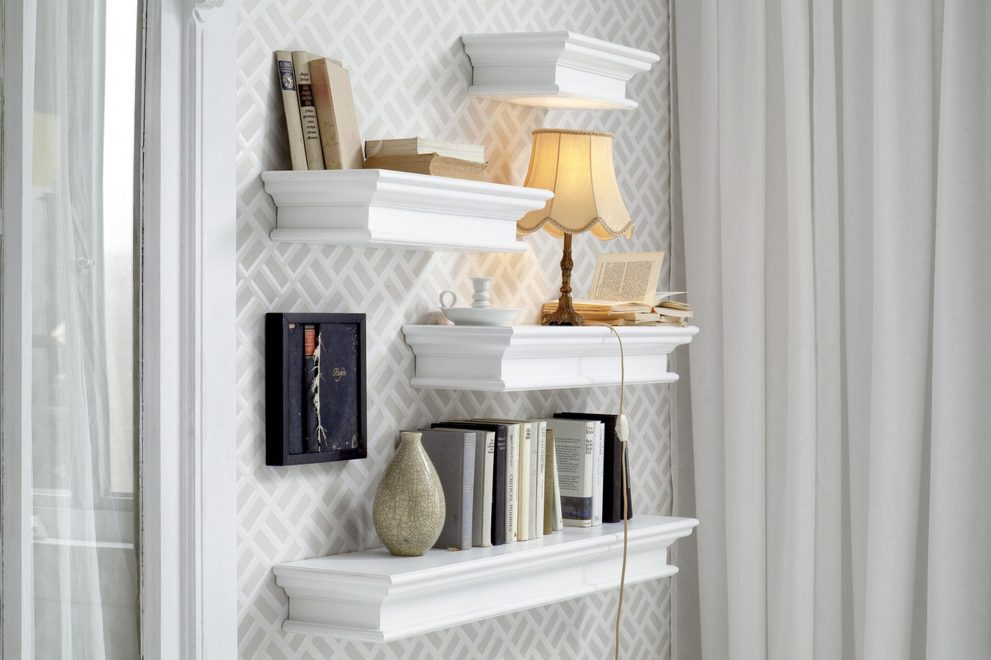 32" Classic White Floating Wall Shelf