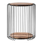 24" Modern Black and Rustic Brown Round End Table