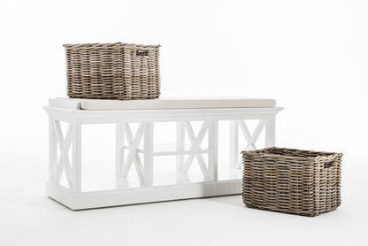 Classic White Bench and Basket Set