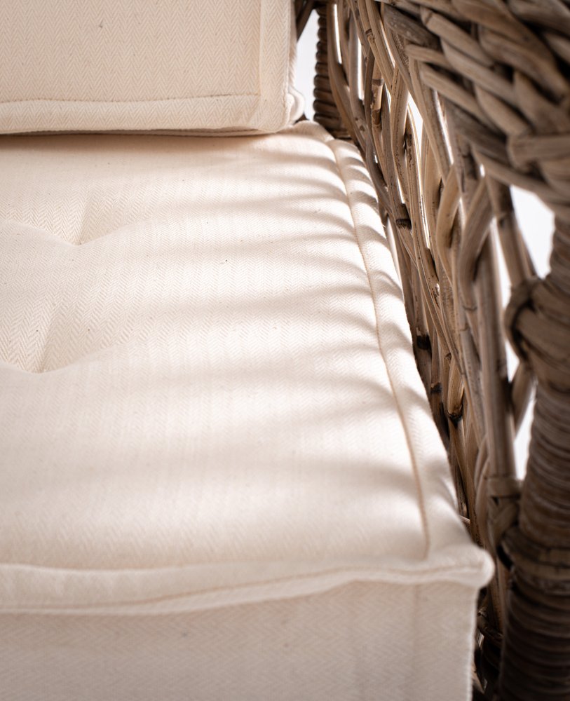 Set of Two Cream and Natural Cross Back Dining Arm Chairs