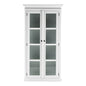 75" White Wood and Glass Double Door Storage Cabinet