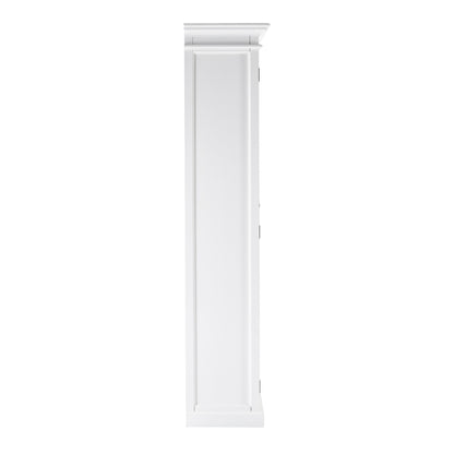 75" White Wood and Glass Double Door Storage Cabinet