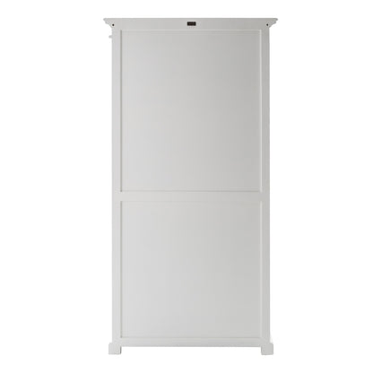 75" White Wood and Glass Double Door Storage Cabinet