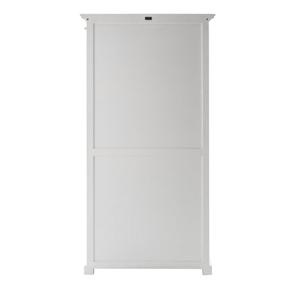 75" White Wood and Glass Double Door Storage Cabinet