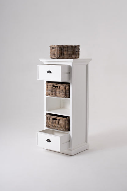 52" White Two Drawer Storage Cabinet With Baskets