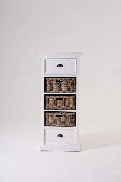 52" White Two Drawer Storage Cabinet With Baskets