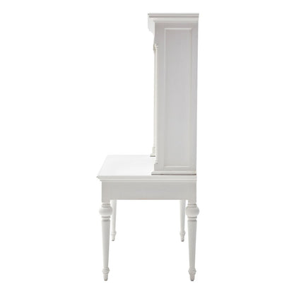 47" White Solid Wood Computer Desk With Hutch With Two Drawers