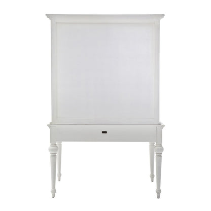 47" White Solid Wood Computer Desk With Hutch With Two Drawers