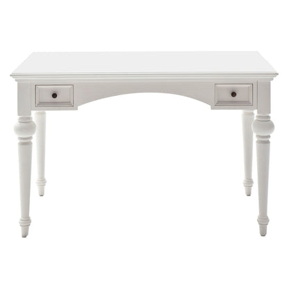 47" White Solid Wood Computer Desk With Hutch With Two Drawers