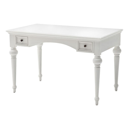 47" White Solid Wood Computer Desk With Hutch With Two Drawers