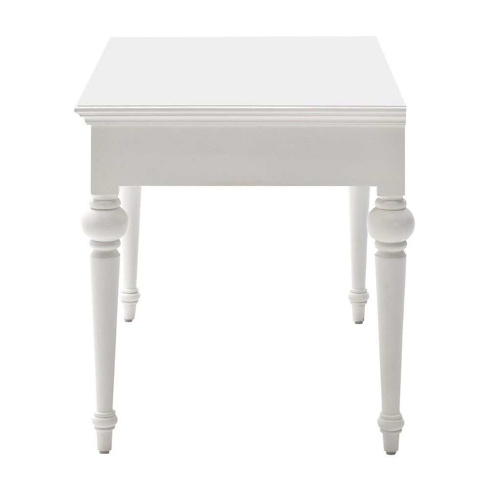 47" White Solid Wood Computer Desk With Hutch With Two Drawers