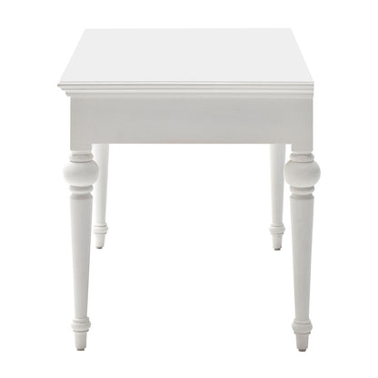 47" White Solid Wood Computer Desk With Hutch With Two Drawers