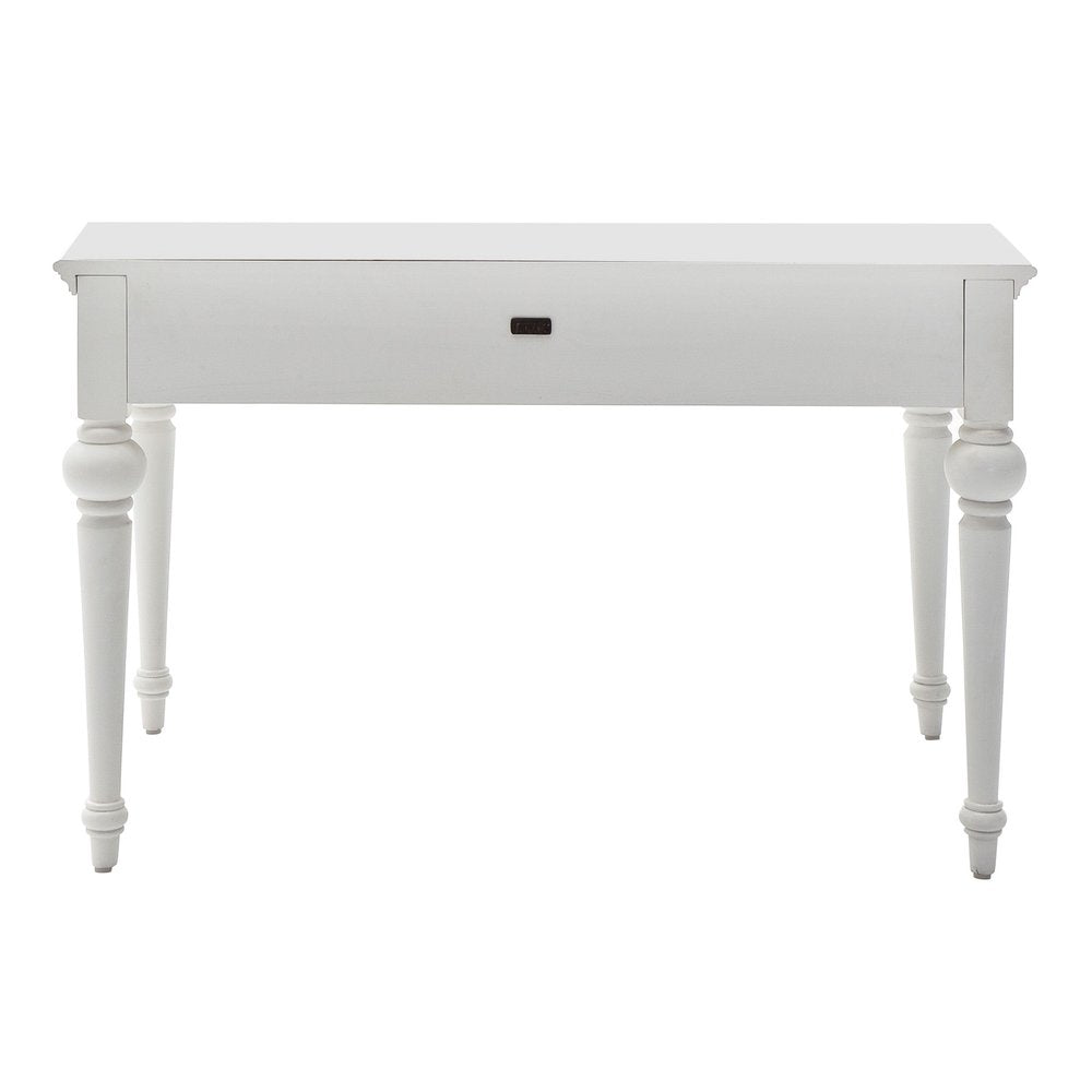 47" White Solid Wood Computer Desk With Hutch With Two Drawers