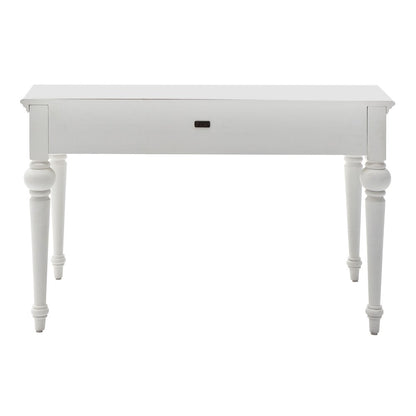 47" White Solid Wood Computer Desk With Hutch With Two Drawers