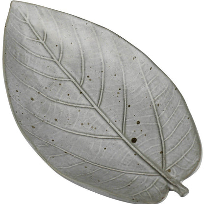 6" Gray Begonia Leaf Ceramic Handmade Serving Tray