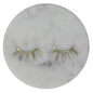 6" Gold And White Round Marble Inlaid Eyelashes Serving Tray