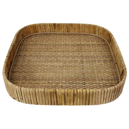 13" Natural Square Braided Rattan Serving Tray