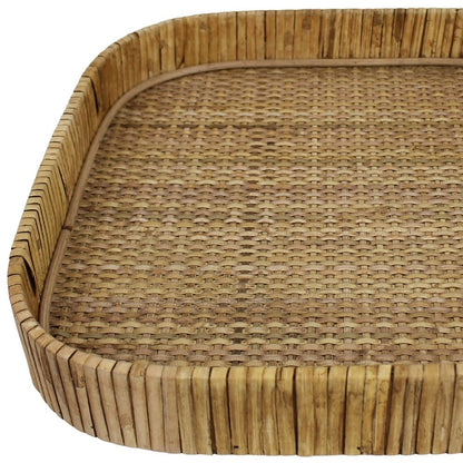 13" Natural Square Braided Rattan Serving Tray