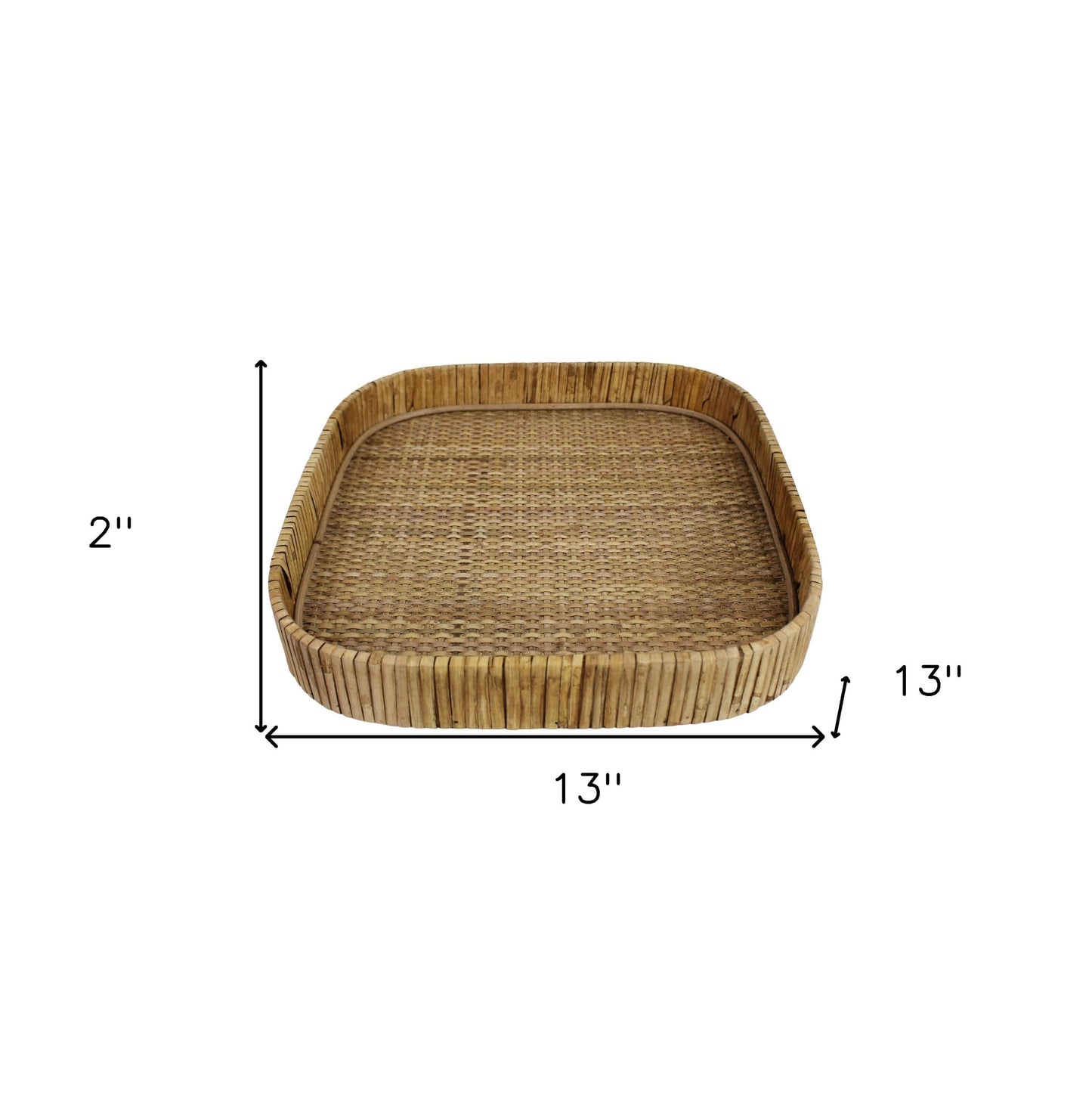 13" Natural Square Braided Rattan Serving Tray