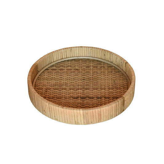 10" Natural Round Bamboo Handmade Serving Tray