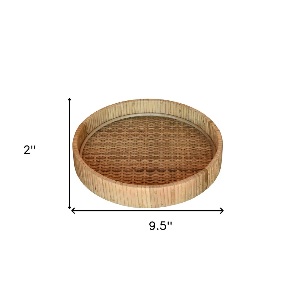 10" Natural Round Bamboo Handmade Serving Tray