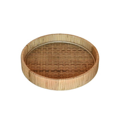 10" Natural Round Bamboo Handmade Serving Tray
