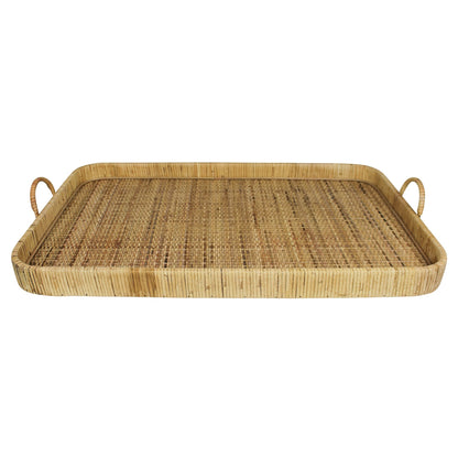 28" Natural Earthenware Indoor Outdoor Tray With Handles