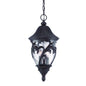 Three Light Matte Black Leaf Detail Hanging Light