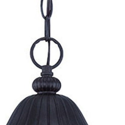 Three Light Matte Black Leaf Detail Hanging Light
