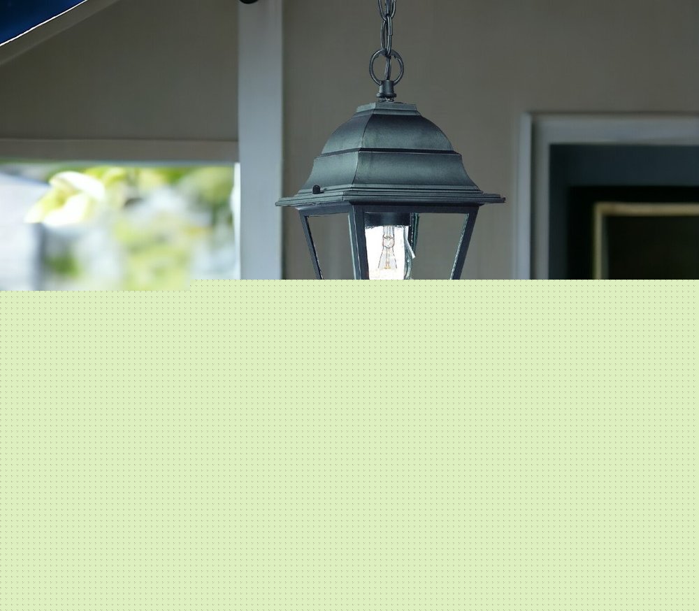 Matte Black Beveled Glass Outdoor Hanging Light