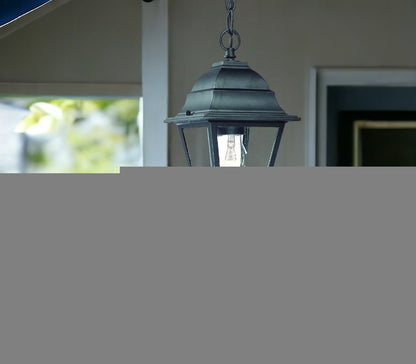 Matte Black Beveled Glass Outdoor Hanging Light