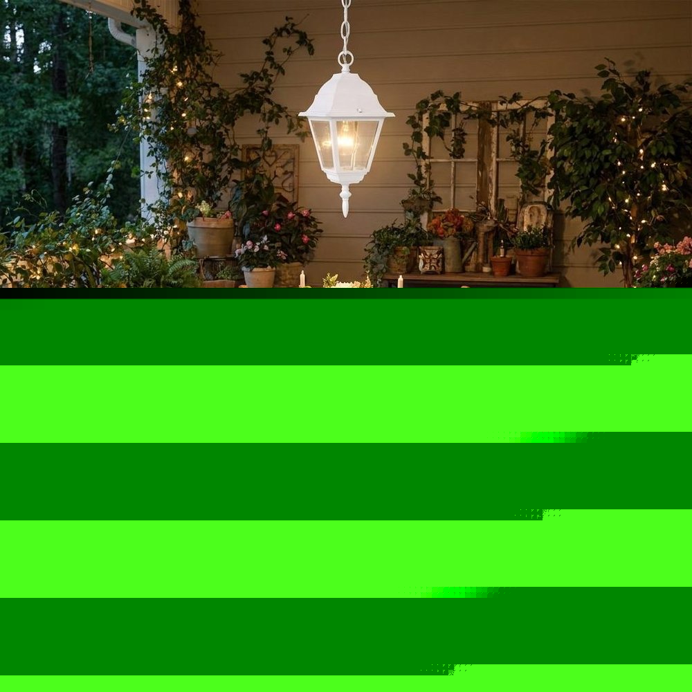 Distressed White Beveled Glass Outdoor Hanging Light