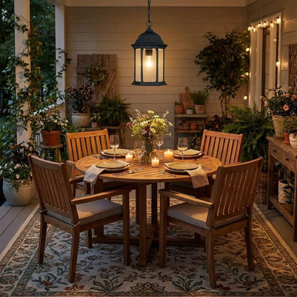 Matte Black Glass Lantern Hanging Light