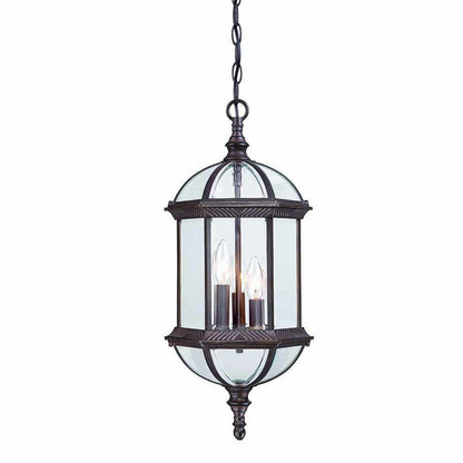 Three Light Dark Brown Eastern Lantern Hanging Light