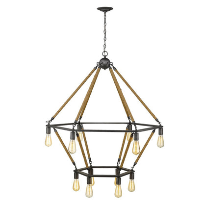 Brown and Black Twelve Light Metal Dimmable Chandelier
