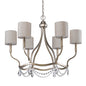 Gold Candle Style Six Light Metal Dimmable Chandelier With White Shades