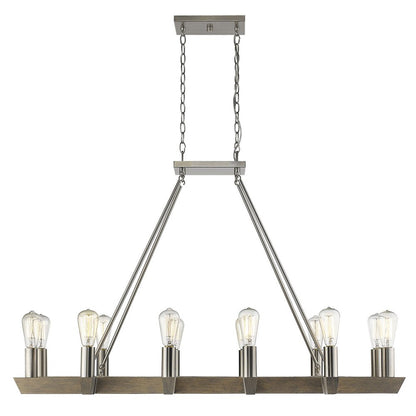 Silver Kitchen Island Twelve Light Metal Dimmable Chandelier
