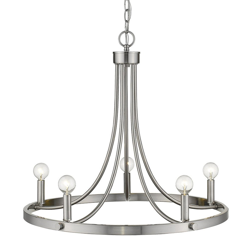 Silver Candle Style Five Light Metal Dimmable Chandelier