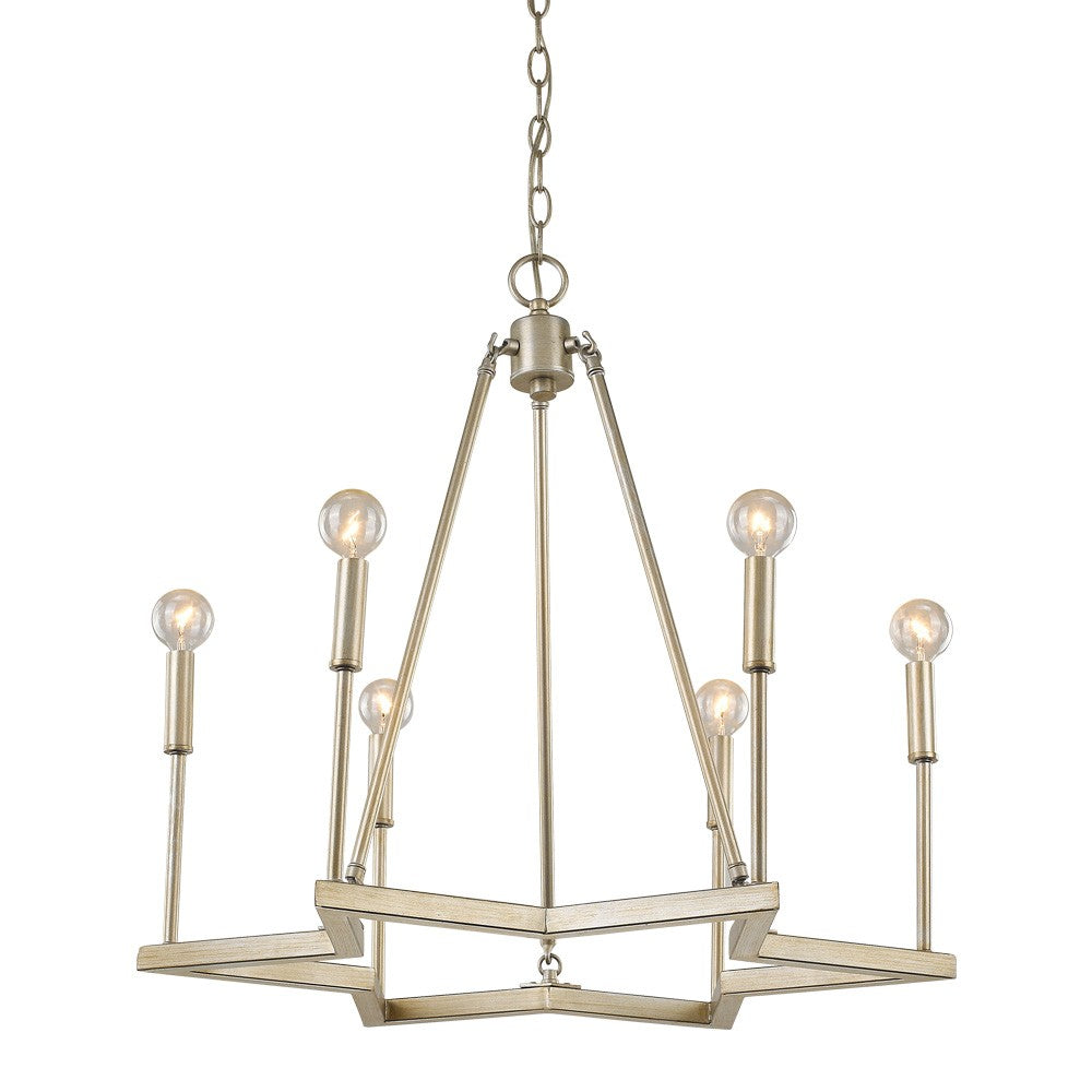 Gold Candle Style Six Light Metal Dimmable Chandelier