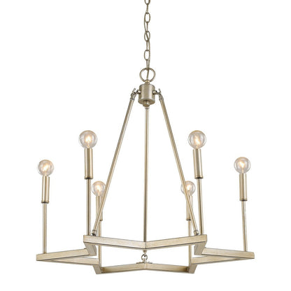 Gold Candle Style Six Light Metal Dimmable Chandelier