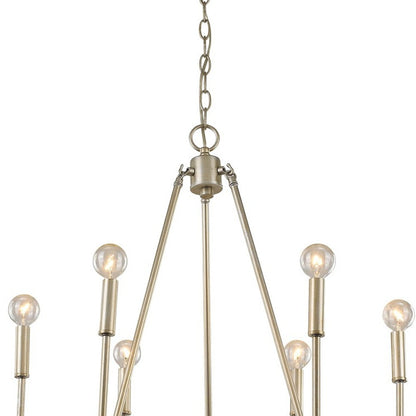 Gold Candle Style Six Light Metal Dimmable Chandelier