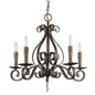 Brown Candle Style Five Light Metal Dimmable Chandelier