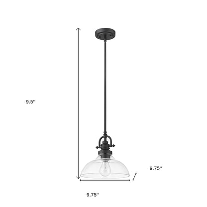 Matte Black Hanging Light with Glass Dome Shade