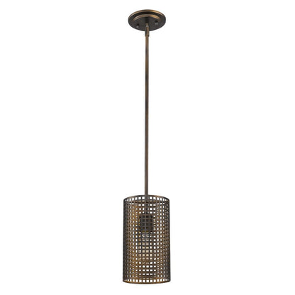 Bronze Metal Hanging Light with Mesh Shade