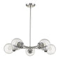 Silver Five Light Metal Dimmable Chandelier With Clear Shades