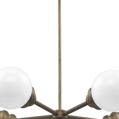 Bronze Five Light Metal Dimmable Chandelier With White Shades
