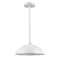 White Metal Hanging Light with Dome Shade