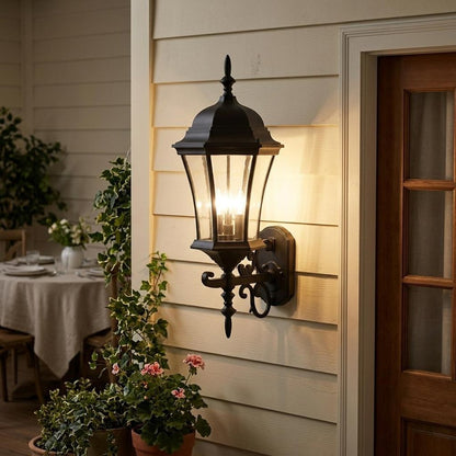 Matte Black Ornamental Carousel Lantern Wall Light