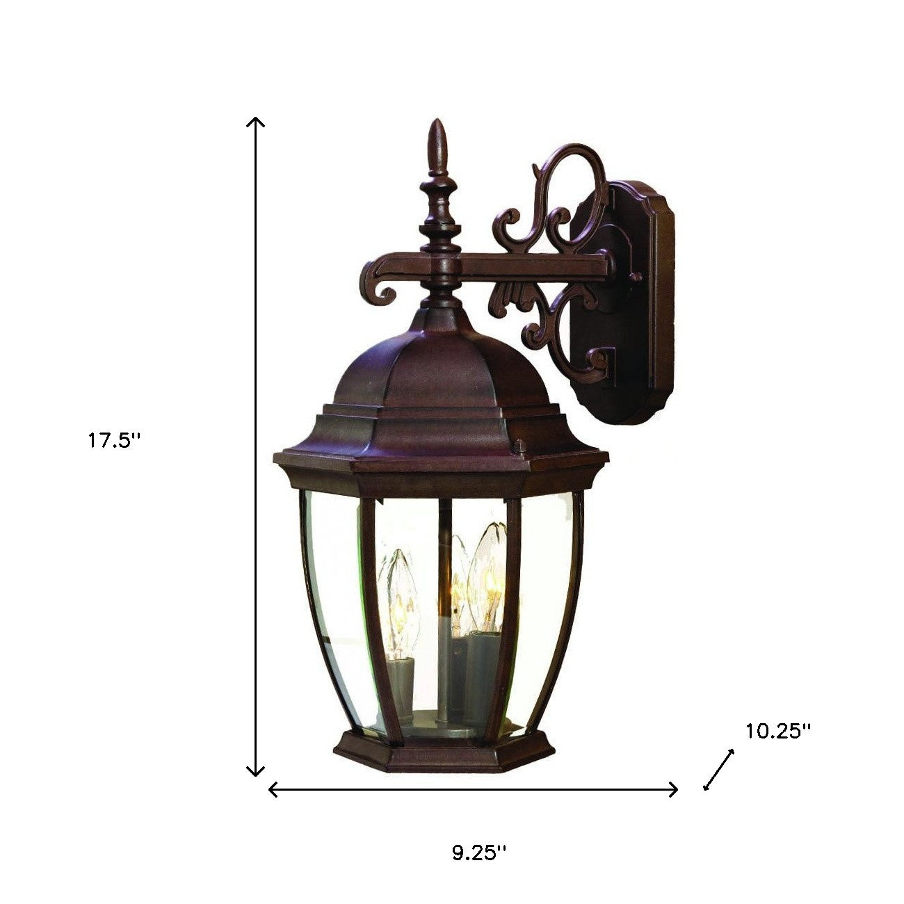 Three Light Dark Brown Wide Hanging Lantern Wall Light