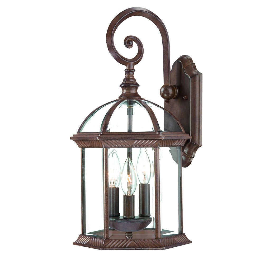 Three Light Dark Brown Eastern Lantern Wall Light